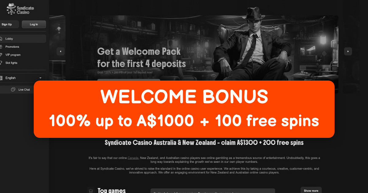 Syndicate Casino welcome bonus